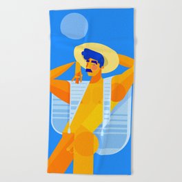 Dante posing in the sun with a Turkish Towel Beach Towel
