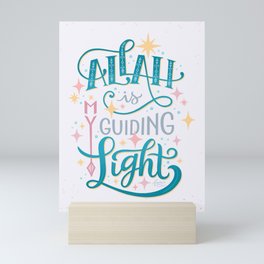 Allah is my guiding light (White) Mini Art Print