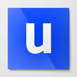 letter U (White & Blue) Metal Print