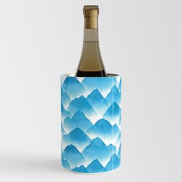 Turquoise Misty Mountains Watercolor Pattern Wine Chiller