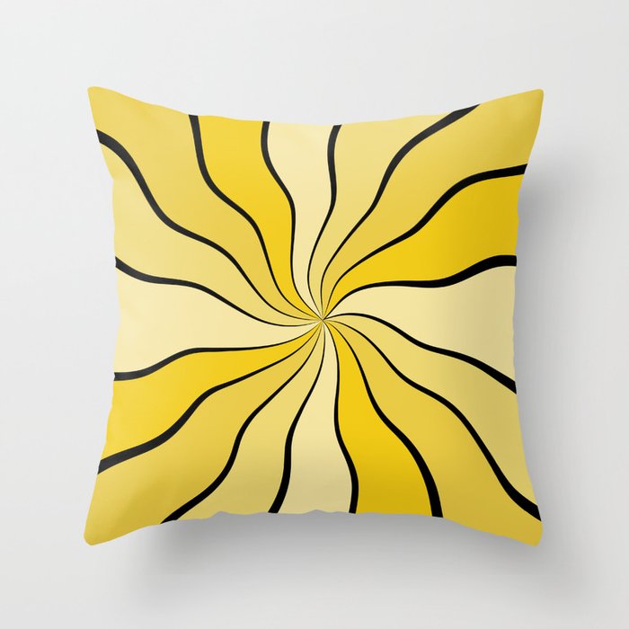 Wavy Rays (Mustard Yellow) Throw Pillow