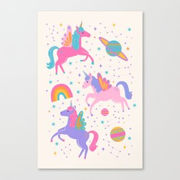 Space Unicorn - Neon Rainbow Canvas Print