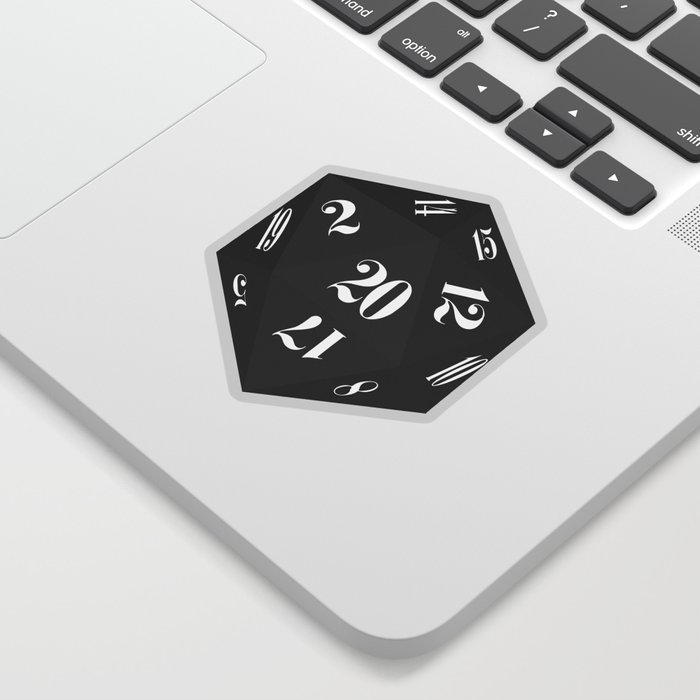 Black 20-Sided Dice Sticker