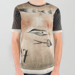 Abstract Red Arrows on White and Gray All Over Graphic Tee