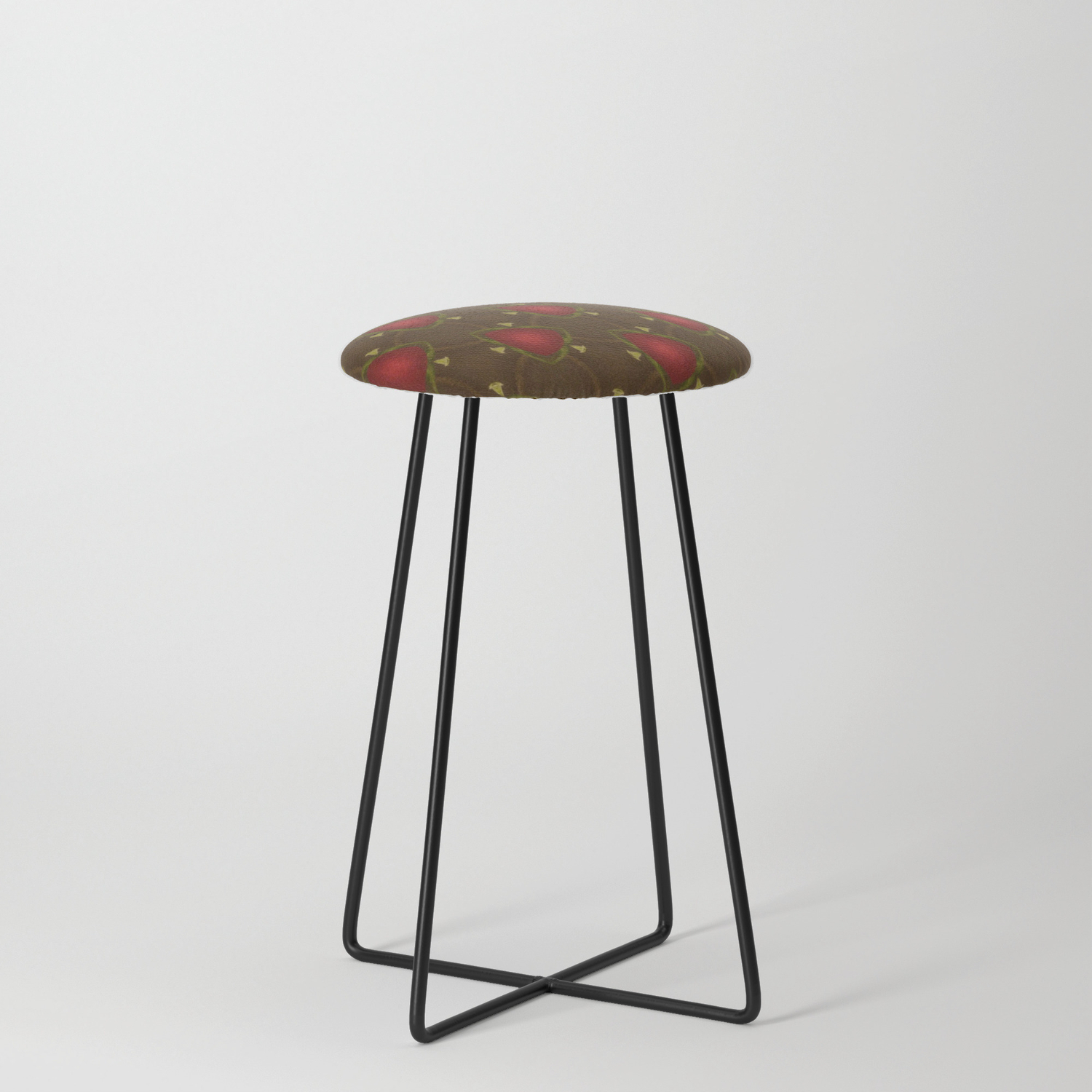 Red Triangle Flower Pattern Counter, Triangle Bar Stools