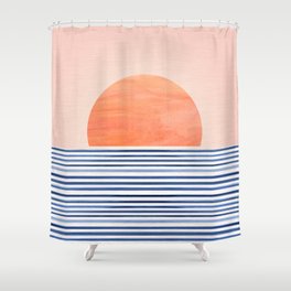 Summer Sunrise Minimal Abstract Landscape Shower Curtain