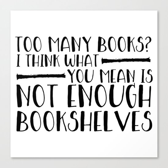 Too Many Books? (Lines) Canvas Print