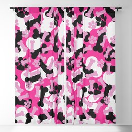 Pink Dog Paws And Bones Camouflage Pattern Blackout Curtain