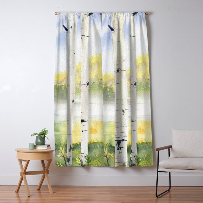 Behind The Birch Trees Blackout Curtain By Mellyterpening Society6 Behind The Birch Trees Blackout Curtain