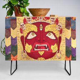 Tibetan Thangka Wrathful Deity Mahakala Credenza