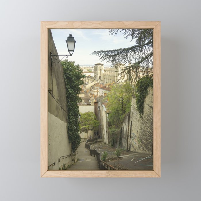 Vieux-Lyon steps | Down the hill from Fourviere to Saint Jean, Lyon, France Framed Mini Art Print