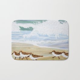 Sandpipers at the Outer Banks Bath Mat | Beachdecor, Canvas, Beachart, Painting, Landscape, Sand, Acrylic, Beachhouse, Ocean, Nature 