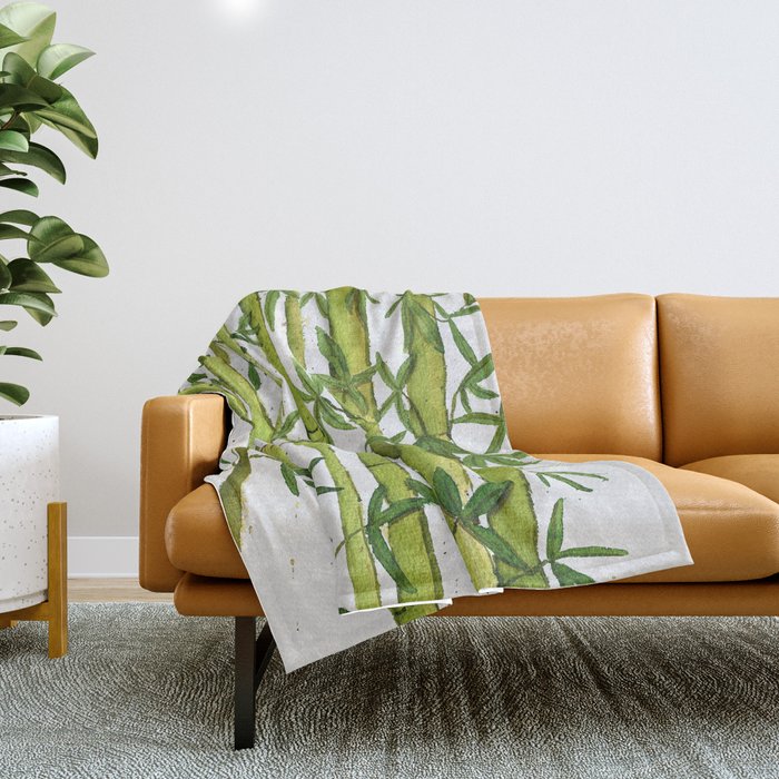 Bamboo Watercolour Throw Blanket
