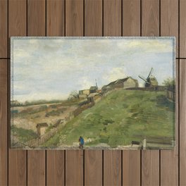 The hill of Montmartre with stone quarry by Vincent van Gogh Outdoor Rug