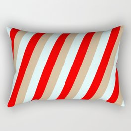 [ Thumbnail: Tan, Light Cyan, and Red Colored Stripes Pattern Rectangular Pillow ]