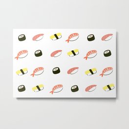 Cutie Sushi Metal Print | Food, Sashimi, Sushiroll, Japanese, Sushi, Digital, Graphicdesign, Sushipattern, Pattern, Cute 
