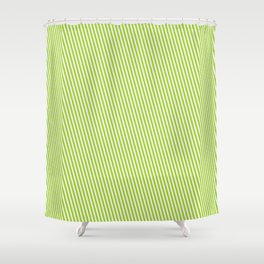 [ Thumbnail: Beige & Green Colored Lined Pattern Shower Curtain ]