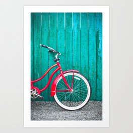 Red Retro Bicycle Art Print