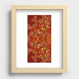 Earthy Red Mandala with Golden Flames Recessed Framed Print