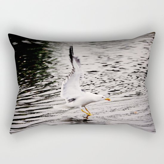 Seagull dancing on the lake Rectangular Pillow