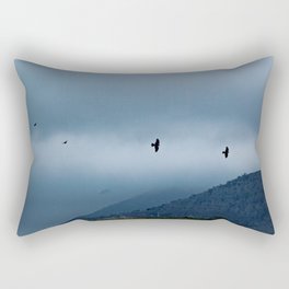 Ravens Birds Flying Clouds Mountains Landscape Rectangular Pillow