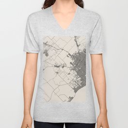 Mar del Plata - Argentina, Black&White Map V Neck T Shirt