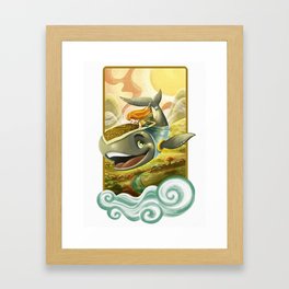 Sky Whale Rider Framed Art Print