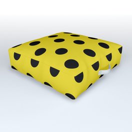 Classic Polka Dot_ Bright Yellow Black Hot Yellow Vivid Yellow Outdoor Floor Cushion