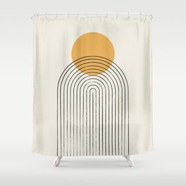 Gold Sun rainbow mountain Shower Curtain