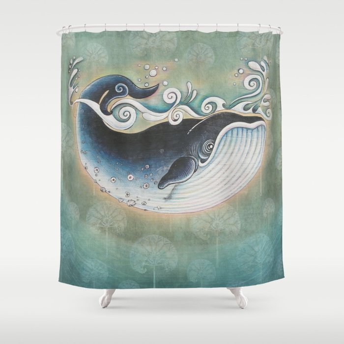 the Blue Whale Shower Curtain