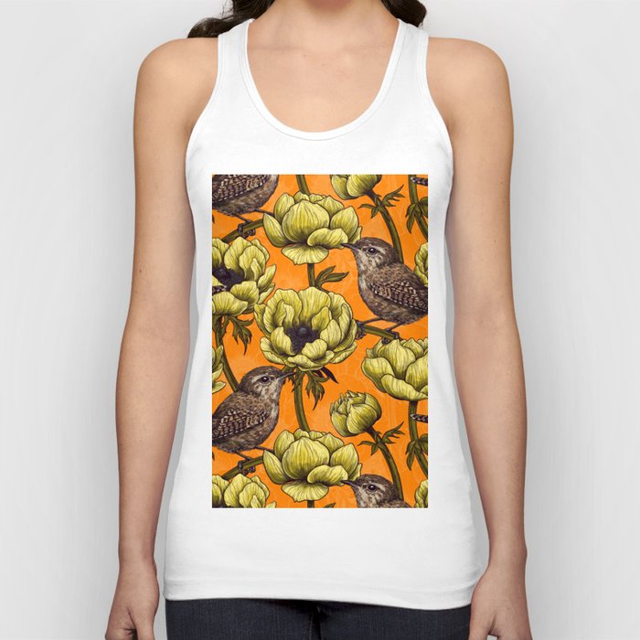 Yellow anemone flowers and wrens Tank Top