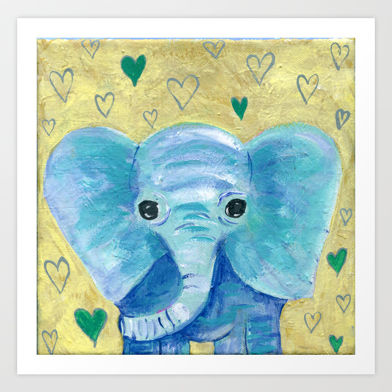 Elephant Painting Nursery Decor Child S Room Decor Hearts