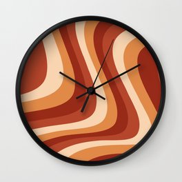 Groovy Hippie Liquid Swirl in Red Terracotta Pattern Tones Wall Clock