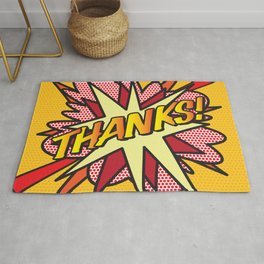 THANKS Comic Book Cool Modern Typographic Design Rug