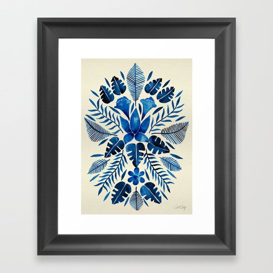 Tropical Symmetry – Navy Framed Art Print