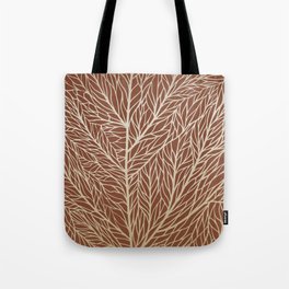 Art with textured linear gold leaf on brown orange background Tote Bag