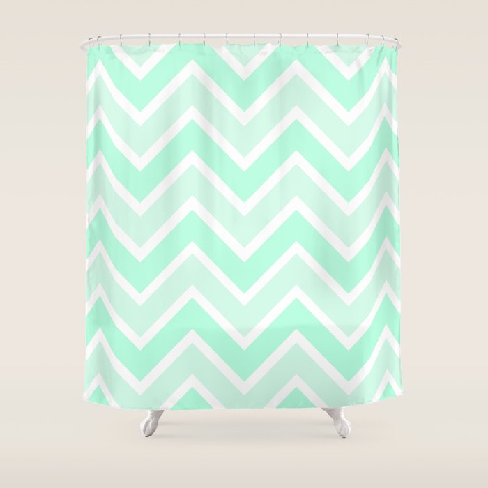 Two Tone Mint Chevron Shower Curtain By Nataliesales Society6
