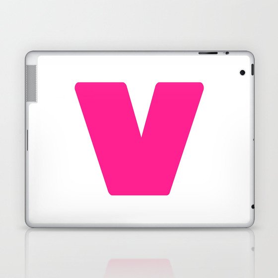 v (Dark Pink & White Letter) Laptop & iPad Skin