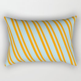 [ Thumbnail: Dark Orange & Light Blue Colored Lined Pattern Rectangular Pillow ]