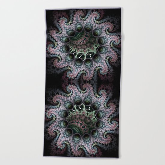 Magical dragon spirals mandala Beach Towel