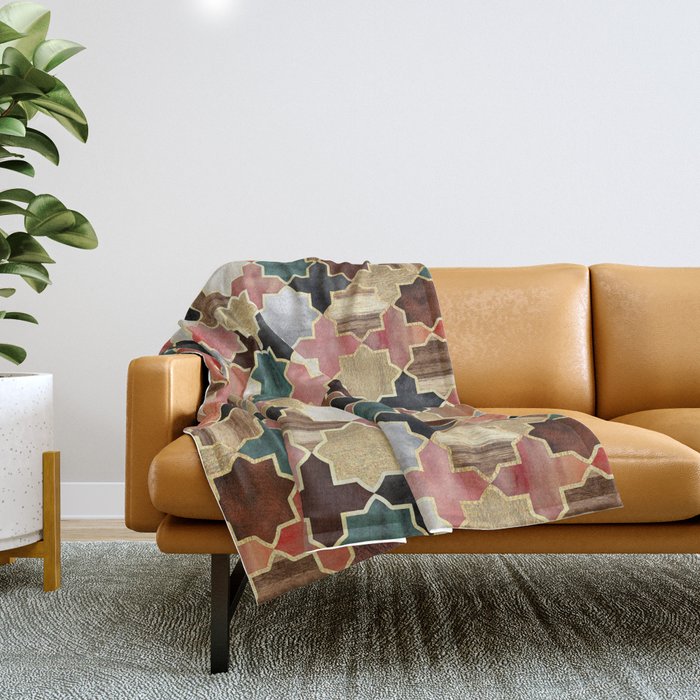 Colorful moroccan throw blanket deals