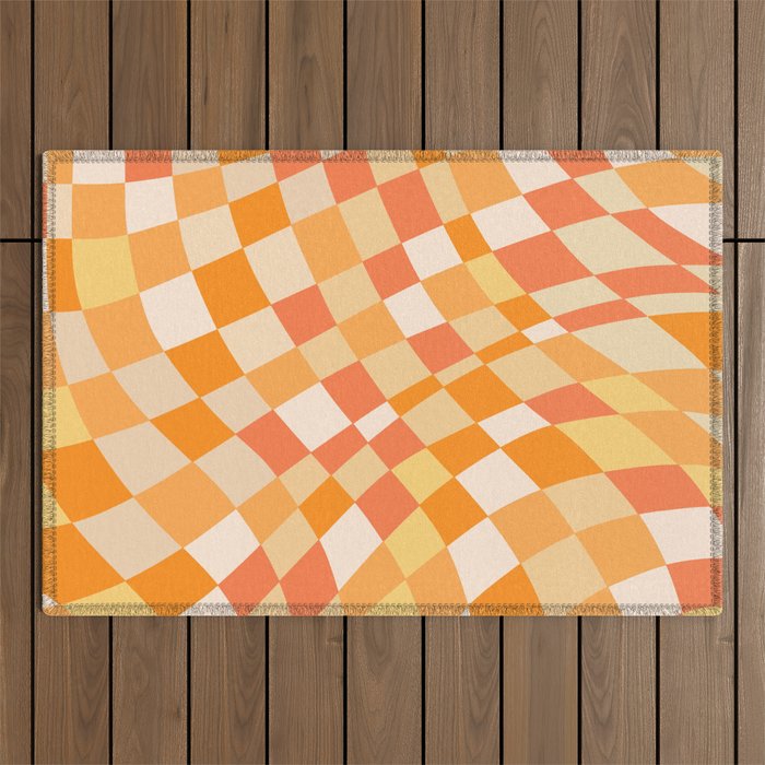 Oranges shade checkered pattern Outdoor Rug