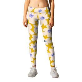 Retro Daisy - yellow, white and purple  Leggings | Illustration, Graphicdesign, Yellow And Purple, Hippie, Groovy, Colorful, Curated, Pop Art, Yellow Purple, Big Flower 