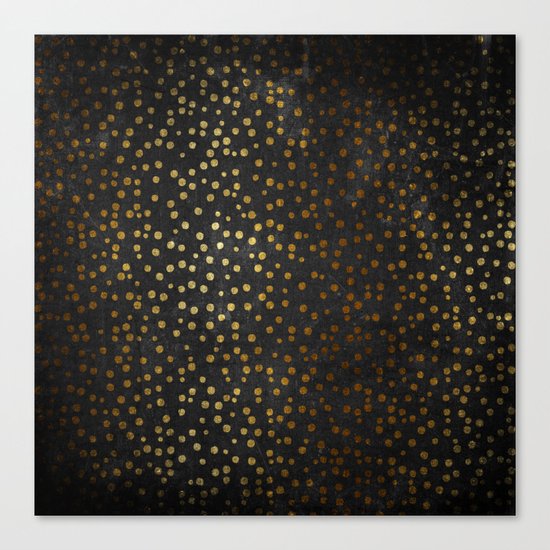 Gold polkadots dots on black backround-Elegant and Luxury Design Canvas Print