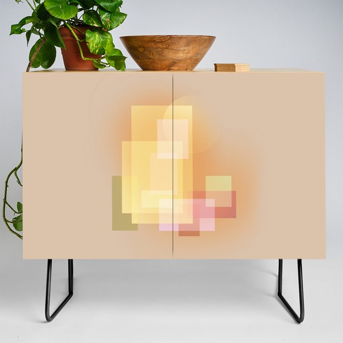 Abstract geometric pixel city 1  Credenza