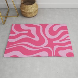 Modern Retro Liquid Swirl Abstract Pattern Vertical in Double Hot Pink  Area & Throw Rug