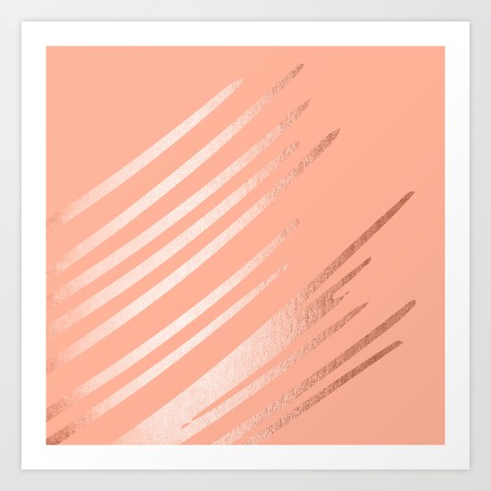 Sweet Life Swipes Peach Coral Shimmer Art Print
