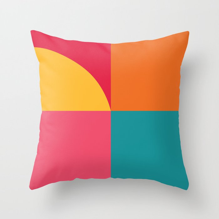 Multi-Colored Squares Pastel Colorblock Pattern Throw Pillow