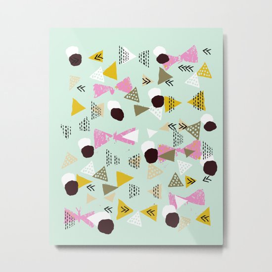 Ralea - abstract design triangle geometric circle print texture dots mid century modern graphic Metal Print