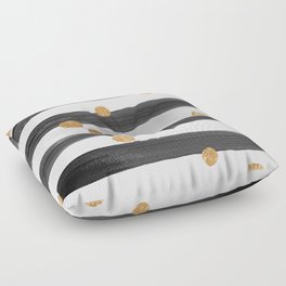 black watercolor stripes with gold dots Floor Pillow